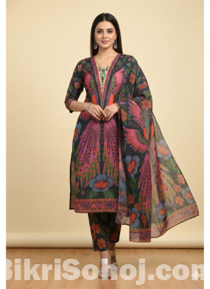 Ready Made Pure dubai silk Digital Print Three Piece